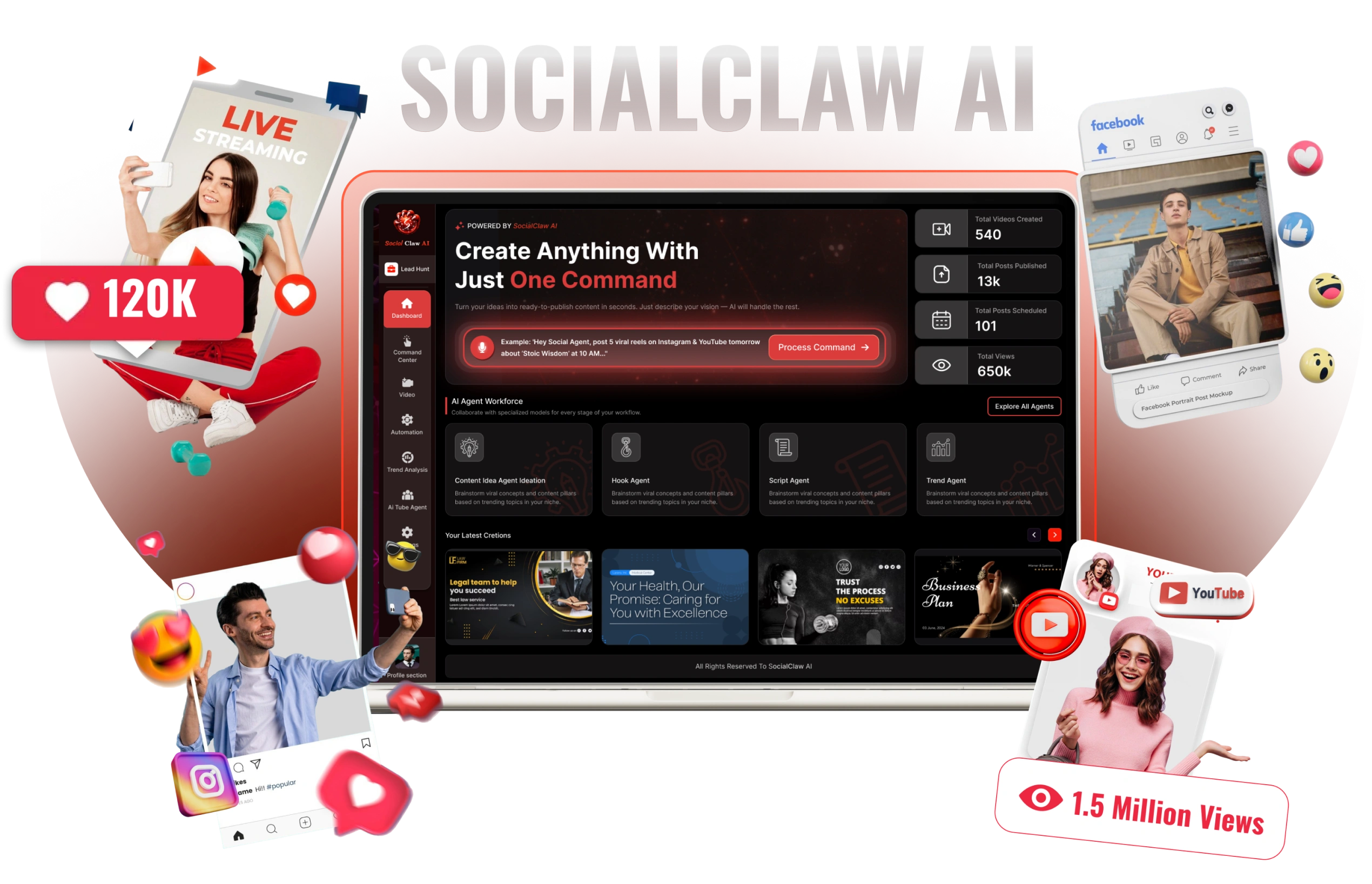 SocialClaw AI dashboard screenshot